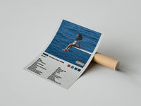 SZA SOS Album Tracklist poster print laid beside its crush-resistant shipping tube
