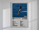SZA SOS Album Tracklist poster framed in white on a clean gallery wall