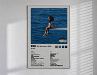 SZA SOS Album Tracklist poster framed in white on a clean gallery wall