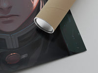 Matte paper-texture close-up of the Anime boy with red eyes, bloodied face print