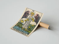 Gently curled Temperance print beside its protective shipping tube