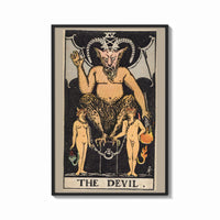 Framed The Devil print shown as a bold statement piece on a clean gallery wall