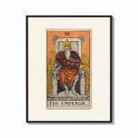 Framed Bearded emperor on stone throne print shown as a bold statement piece on a clean gallery wall