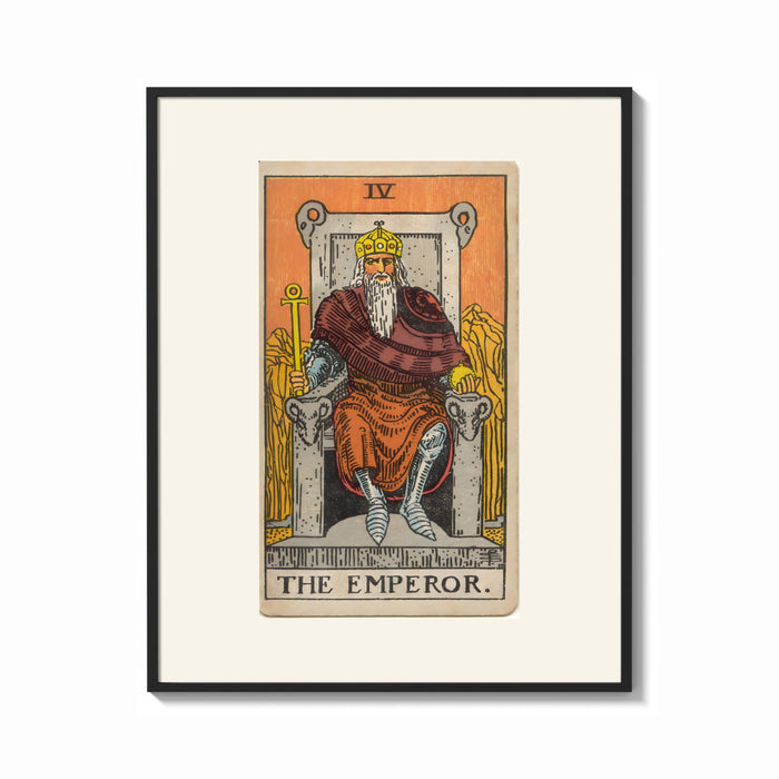 Framed Bearded emperor on stone throne print shown as a bold statement piece on a clean gallery wall