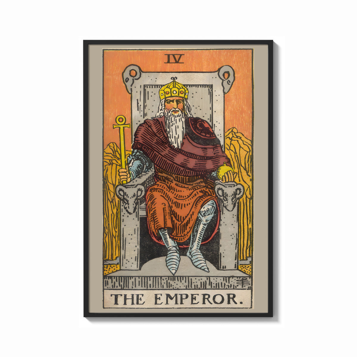 Framed The Emperor print shown as a bold statement piece on a clean gallery wall