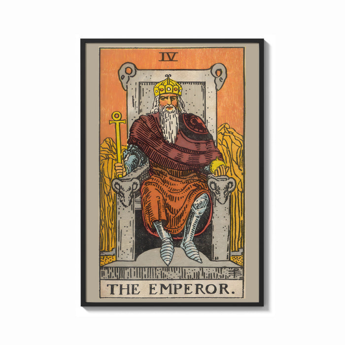 Framed The Emperor print shown as a bold statement piece on a clean gallery wall