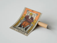Gently curled The Emperor print beside its protective shipping tube