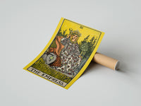 Gently curled The Empress print beside its protective shipping tube