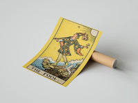 Gently curled The Fool print beside its protective shipping tube