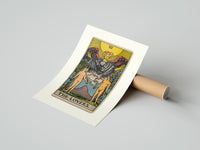 Rolled The Lovers tarot card poster beside its crush-resistant kraft shipping tube