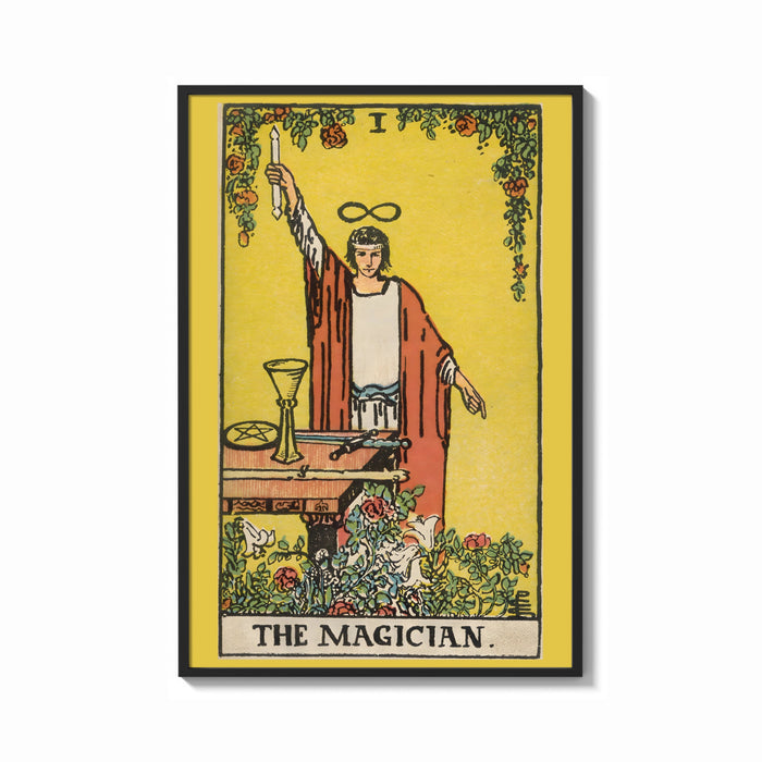 Framed The Magician print shown as a bold statement piece on a clean gallery wall