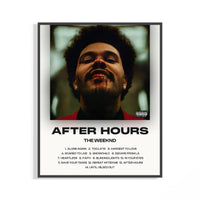 After Hours album poster in black frame on wall lit by warm ambient lighting
