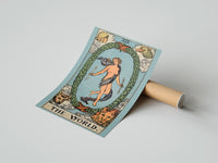 Gently curled The World print beside its protective shipping tube