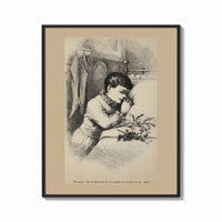 Framed Child praying beside bed at Christmas print shown as a bold statement piece on a clean gallery wall