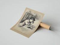 Rolled Child praying beside bed at Christmas poster beside its crush-resistant kraft shipping tube