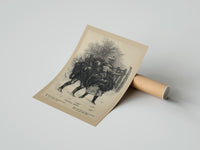 Rolled Two children carrying Christmas evergreen boughs poster beside its crush-resistant kraft shipping tube