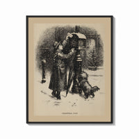 Framed Child mailing letter to Santa print shown as a bold statement piece on a clean gallery wall