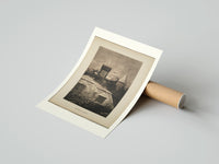 Rolled Santa Claus in sleigh on rooftop poster beside its crush-resistant kraft shipping tube