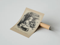 Rolled Curly-haired child with dog and cat poster beside its crush-resistant kraft shipping tube