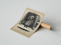 Rolled Child holding mistletoe in doorway poster beside its crush-resistant kraft shipping tube