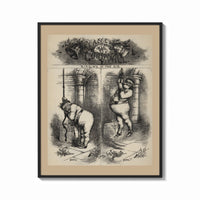 Framed Santa Claus ringing a church bell print shown as a bold statement piece on a clean gallery wall