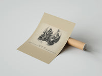 Rolled Two top-hatted men with parcels poster beside its crush-resistant kraft shipping tube