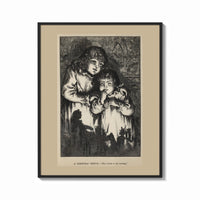 Framed Two young children in nightgowns print shown as a bold statement piece on a clean gallery wall