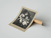 Rolled Two young children in nightgowns poster beside its crush-resistant kraft shipping tube