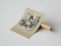 Rolled Small child trying on oversized top hat poster beside its crush-resistant kraft shipping tube