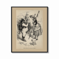 Framed Santa Claus meeting Little Bo-Peep print shown as a bold statement piece on a clean gallery wall