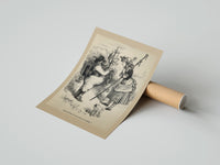 Rolled Santa Claus meeting Little Bo-Peep poster beside its crush-resistant kraft shipping tube