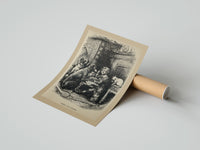 Rolled Curly-haired boy eating pie with dogs poster beside its crush-resistant kraft shipping tube