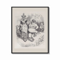 Framed Santa Claus seated with Mother Goose print shown as a bold statement piece on a clean gallery wall