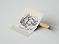 Rolled Santa Claus seated with Mother Goose poster beside its crush-resistant kraft shipping tube