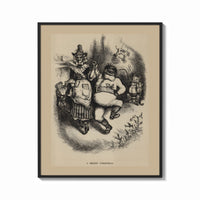Framed Santa Claus dancing with Mother Goose print shown as a bold statement piece on a clean gallery wall