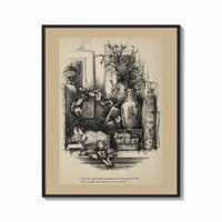 Framed Child awake in bed on Christmas Eve print shown as a bold statement piece on a clean gallery wall