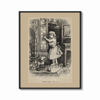 Framed Small child reaching toward nursery wall tiles print shown as a bold statement piece on a clean gallery wall
