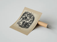 Rolled Santa Claus surrounded by five children poster beside its crush-resistant kraft shipping tube