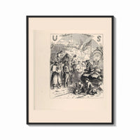 Framed Santa Claus giving gifts to Union soldiers print shown as a bold statement piece on a clean gallery wall