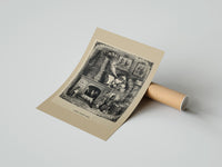 Rolled Santa Claus reading letters at desk poster beside its crush-resistant kraft shipping tube