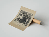 Rolled Santa Claus scolding a small boy poster beside its crush-resistant kraft shipping tube
