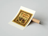 Rolled Santa Claus sewing doll clothes in workshop poster beside its crush-resistant kraft shipping tube