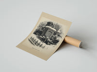 Rolled Boy watching Santa climb a chimney poster beside its crush-resistant kraft shipping tube