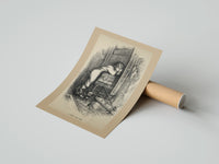 Rolled Boy hiding face beside fireplace poster beside its crush-resistant kraft shipping tube