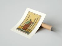 Rolled Figure holding staffs facing sea poster beside its crush-resistant kraft shipping tube
