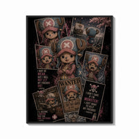 Framed Tony Tony Chopper reindeer character collage print shown as a bold statement piece on a clean gallery wall
