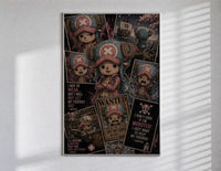 Tony Tony Chopper reindeer character collage poster in a slim frame on a bright wall with soft window light