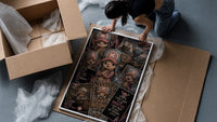 Tony Tony Chopper reindeer character collage framed print being unpacked from protective bubble wrap and a box