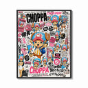 Framed Tony Tony Chopper anime character print shown as a bold statement piece on a clean gallery wall