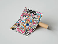Rolled Tony Tony Chopper anime character poster beside its crush-resistant kraft shipping tube